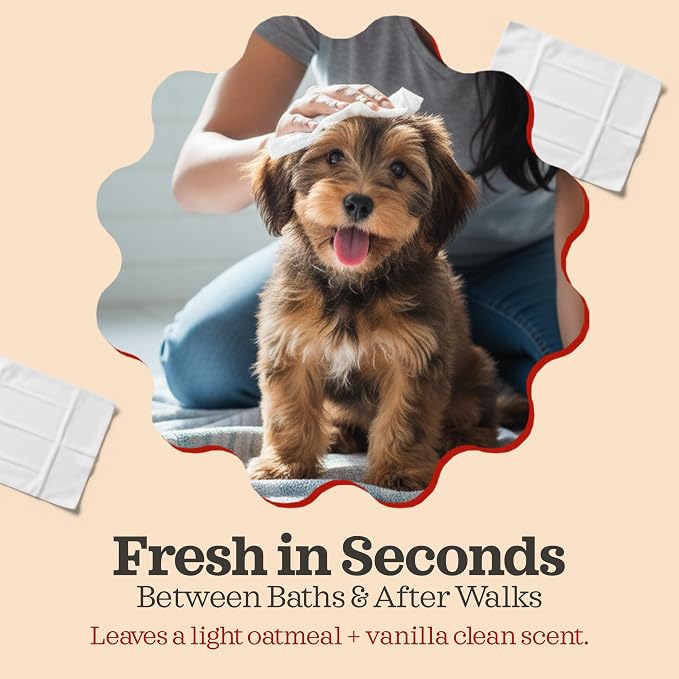 LUMI-NOBLE. Pet Wipes for Dogs & Cats - 400 Ct (4x100) Hypoallergenic Grooming Wipe, Oatmeal & Vanilla Scent, Dog Wipes Cleaning deodorizing for Paws, Ears, Butt & Body, Vegan, Sensitive Skin Safe