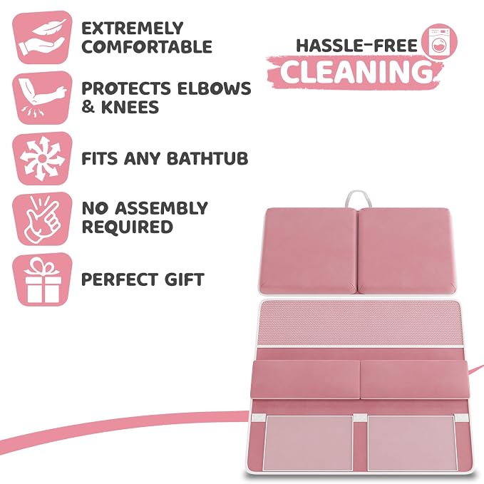 Bath Kneeler & Elbow Kneeling Rest Pad Set for Baby Washing Baths Gift Set | Includes Sponges Duckies Cloths & More! Perfect Set for Bath Time - Baby Shower and Birthday Gifts Necessity & Essentials