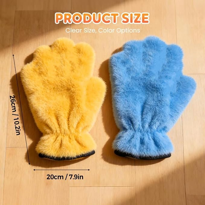 Pet Grooming Gloves – Dog & Cat Bath Gloves with Quick-Dry Absorbent Microfiber, Gentle Bathing & Drying Gloves for Washing, Massaging & Shedding, 10.2x7.9x0.79in (Yellow,2)