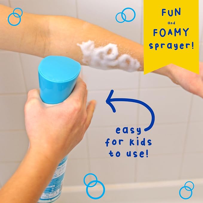 Mr. Bubble Super Blaster Body Wash, Blue Raspberry Blast Scent, Fun Body Wash Sprayer for Kids Shower and Bath, 6.76 fl oz