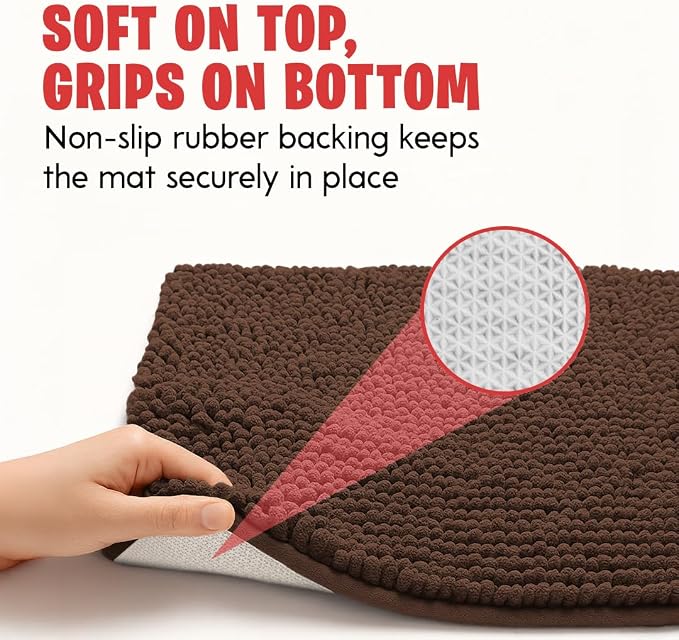 MUDGUARD MAT® Dog Door Mat for Muddy Paws, Super Absorbent Microfiber, Non-Slip Indoor Mat, Quick-Dry Chenille Rug for Pets & Entryway, Machine Washable, Choco 24" x 60"