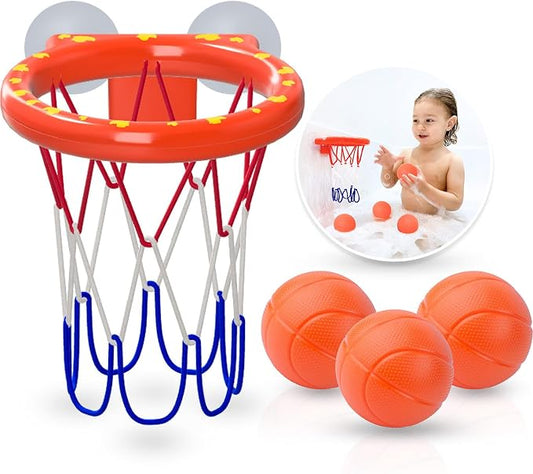 MARPPY Bath Toys - Bathtub Basketball Hoop for Kids Toddlers - Mold Free Bath Toys with Suction Cup & 3 No Hole Balls - Shower Toys and Bathtub Toys for Toddlers - Boys Girls