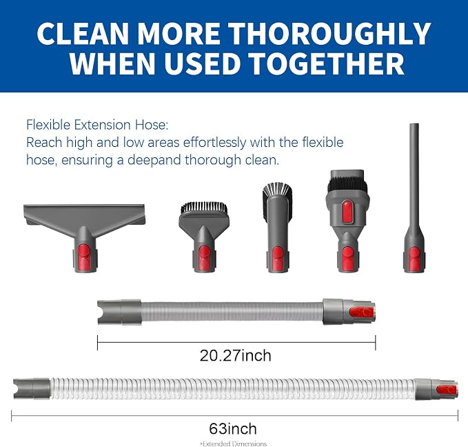 Flexible Extension Hose Attachment Compatible with Dyson V15 V8 V7 V10 V11 Cordless Vacuum Cleaner
