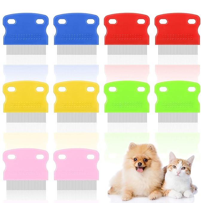 10 Pieces Tear Stain Remover Comb Dog Flea Comb Pet Grooming Comb Stainless Steel Teeth with Plastic Handle for Medium and Small Dogs Cats Removing Flea Dandruff Flakes and Stain