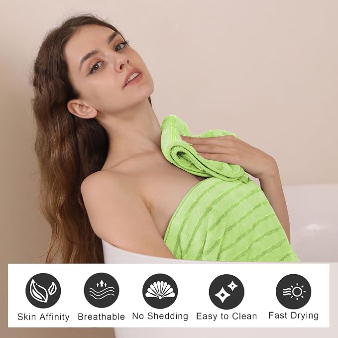 Mistyrose Bath Towels,8 Pack Large Bath Towels Set Super Absorbent Microfiber Bath Sheets-2 Oversized Bath Sheets 2 Hand Towels 4 Washcloths for Family Hotel Spa Gym(Fruit Green