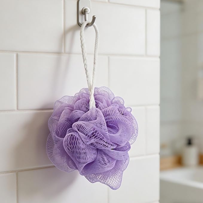 20 Pack Mini Loofah Sponge for Shower, Travel Size Bath Sponges Mesh Shower Puff Bath Pouf with Hanging Loop, Body Scrubber for Kids Women Men, 5 Colors