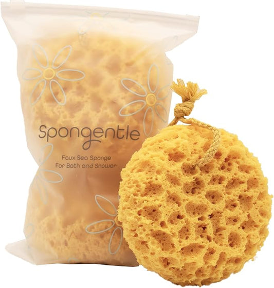 Spongentle Loofah Sponge for Shower and Bathing, Bath Sponge with Dual Texture, Shower Pouf for Gentle and Deep Exfoliation, Large Size Body Scrubber for Men & Women, PU Foam, 37% More Lather, 3 Pack