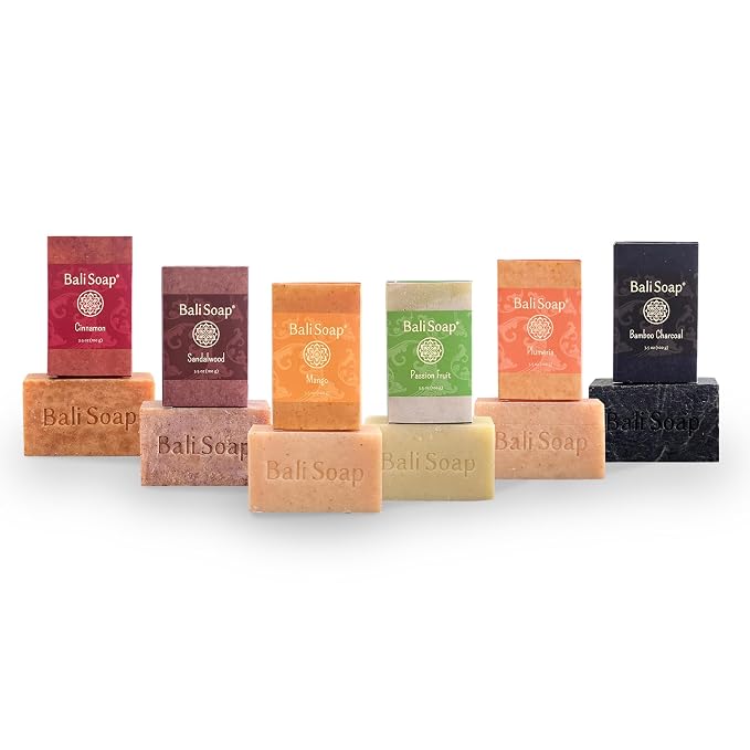 Bali Soap Natural Bar Soap, 6 Bars Tropical Collection Gift Set | Handmade in Bali, Plant Based & Cold process