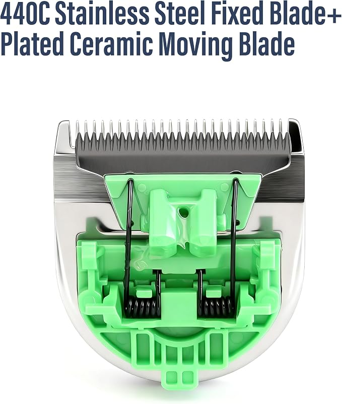 10FC Low Noise Pet Dog Grooming Clippers Replacement Blade, 440C Stainless Steel Fixed & Plated Ceramic Moving Detachable Blade, 1.9mm 1/13'' (1 Count)