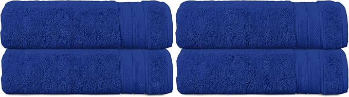 Elegant Comfort Three Line Popcorn Towel Set for Bathroom 27 x 54 inches, Premium Hotel Quality 4-Pack Bath Towels, 100% Turkish Cotton, Soft and Durable, Quick Dry and Highly Absorbent, Cobalt Blue