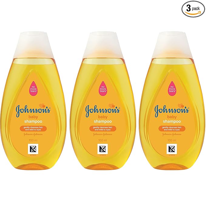 Johnson's Baby Travel Shampoo, 3 Pack 3.38 oz Tear-Free, Mild and Gentle Scalp and Hair Cleanser for Babies, Toddlers, Kids - Free of Parabens, Phthalates, Sulfates and Dyes