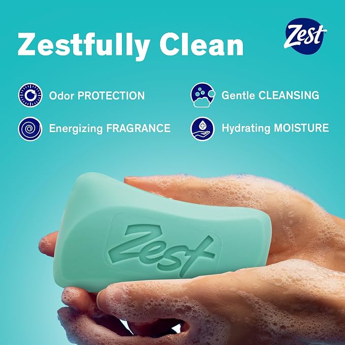 Zest 8-Bar Bath Size Soap, Aqua, 4 Ounce per bar, 8 bars, 32 Ounce