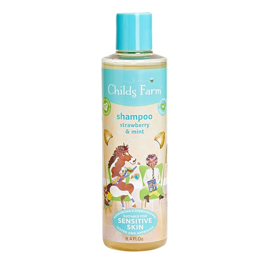 Childs Farm, Kids Shampoo for Dry, Sensitive, Eczema-prone Skin & Scalp, Strawberry & Organic Mint, Detangles & Nourishes, Vegan, Cruelty-Free, 8.4 Fl Oz