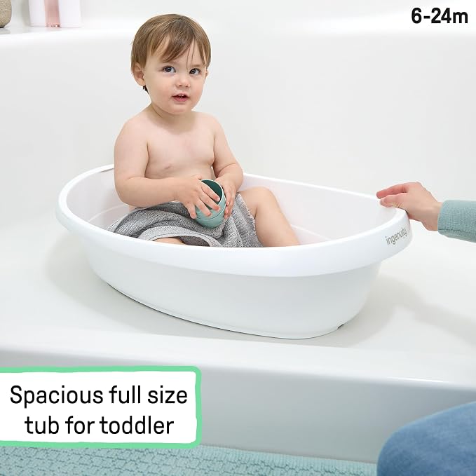 Ingenuity Room to Soak 4-in-1 Baby Bath Tub, Newborn to Toddler, Adjustable Full Coverage Sling, Supportive Seat, Includes 2 Pour & Rinse Cups, Easy Release Drain Plug, 0M+
