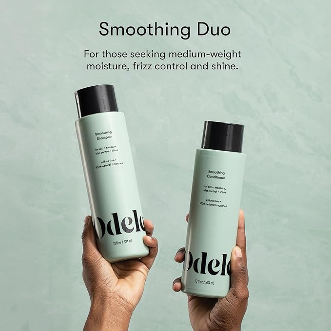 Odele Smoothing Sulfate-Free Shampoo & Conditioner Set, 13 fl oz Each | Color-safe, salon-grade, dermatologist-tested duo tames frizz, smooths flyaways, & adds shine for medium to coarse hair