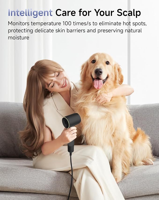 Laifen Swift Hair Dryer, High Speed 200M Ionic Blow Dryer with 110, 000 RPM Brushless Motor for Fast Drying, Low Noise, Hairdryer with Magnetic Nozzle, HD500