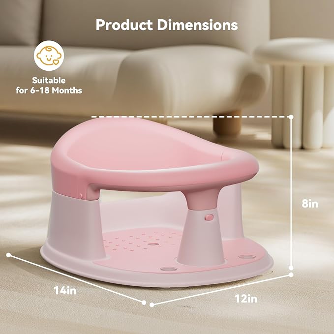 Baby Bath Seat for Babies 6 Months & Up - 360° Protection Bath Seats for Babies Sitting Up | Baby Bath Chair with Temperature Alert & Cushion | Toddler Bath Seat Newborn Infants Baby Bathtub Seat