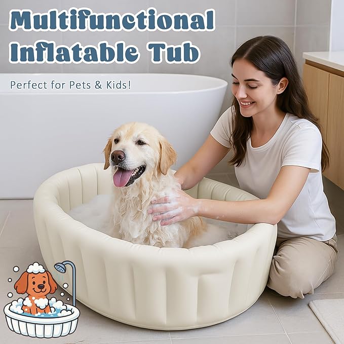 Inflatable Baby Bathtub, Collapsible Baby Bath Back Support, Portable Newborn Travel Bath tub with Drain Hole, Foldable Baby Bath Tubs for Infant to Toddler 0-24 Months (White)