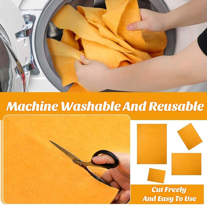 10 Pack 20" x 27" Shammy Cloths Absorbent Chamois Towel for Car Drying German Shammy Cloth Bulk Machine Washable Reusable Multi Purpose Orange Towels Anti Scratch for Home Car Pet Wash