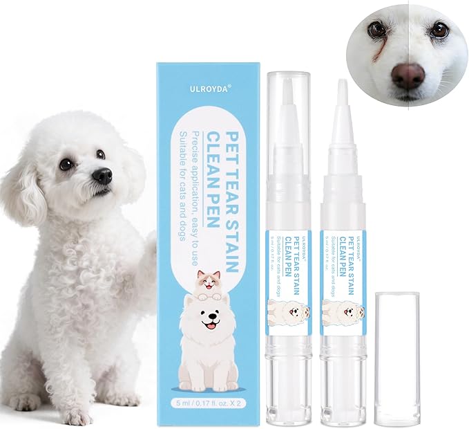 Tear Stain Remover for Dogs & Cats - Aloe Vera & Blueberry Extracts, Dog Eye Cleaner Pen for Discharge & Crust, Natural Plant-Based Pet Tear Stain Remover, Dog Grooming Supplies for Puppy & White Dogs