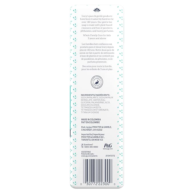 Ivory Sensitive Bar Soap, Designed for Whole Family, Fragrance Free, 99.44% Pure Formula, Plant-Based Cleanser, Made Without Heavy Perfume, Parabens, Phthalates, For All Skin Types, 3.17 oz (12 Count)