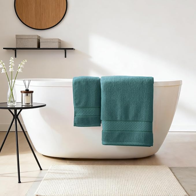 COZYART Teal Bath Towel Set 6 Piece, 100% Zero Twist Ring Spun Turkish Cotton 650GSM, Ultra Soft Absorbent Fast Dry Hotel Quality Bathroom Towels