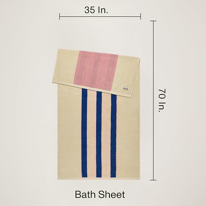 Everlayer Luxury Bath Sheets - Reversible 2 in 1 Design, 35"x 70", Sets of 2, 550 GSM - 100% Combed Cotton, Ultra Soft, Thick Bath Sheets, Made in Portugal (Calamine Sky-Janus)
