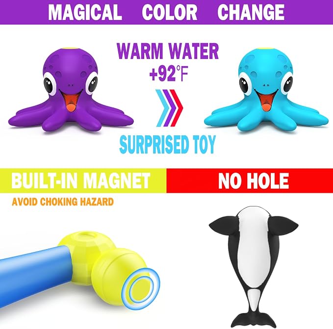 Color Changing No Hole Magnetic Fishing Bath Toys for Kids Toddlers Baby(6 Pcs)