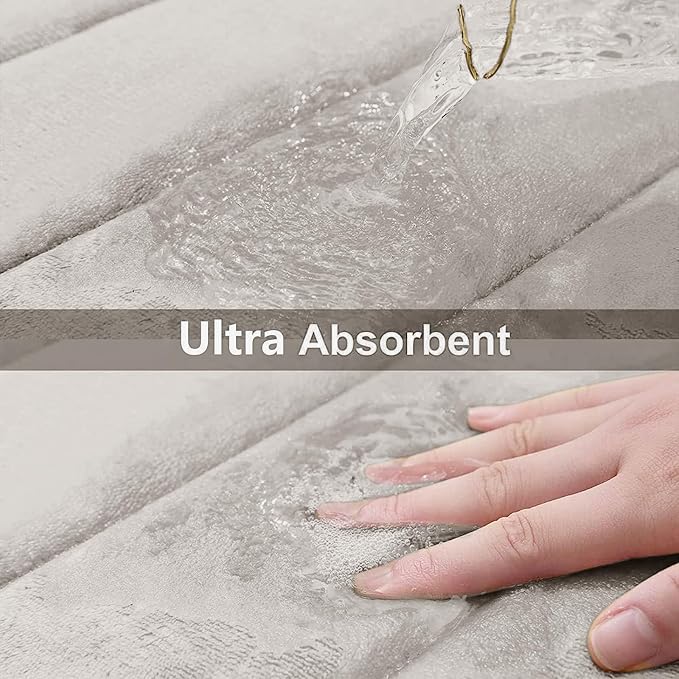 Buganda Memory Foam Bath Mat, 59" x 34", Ultra Soft Bathroom Rugs, Water Absorbent and Machine Washable Bath Rug Runner for Bathroom, Shower, and Tub, Cream