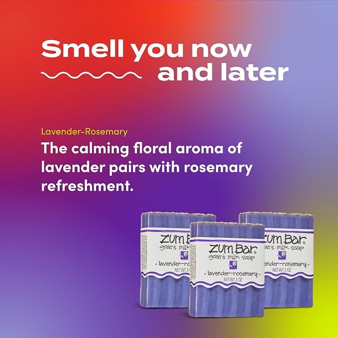 Indigo Wild Zum Goat's Milk Soap Bar - Bar Soap for Hands & Body Made with Essential Oils - 3 oz - Lavender-Rosemary (3 Pack)