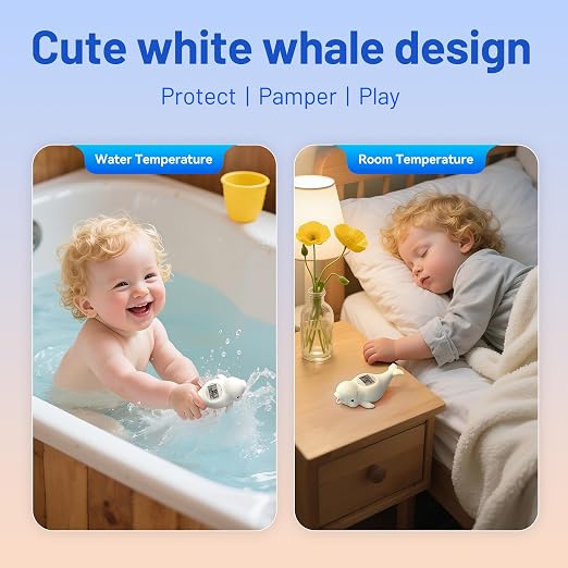 Baby Bath Thermometer for Tub,Digital Infants Water Temperature,LCD Display | Safety Floating Bath Toy,Bathtub Temperature Measure,Newborn & Toddler Essentials,Accurate Reading with Timer