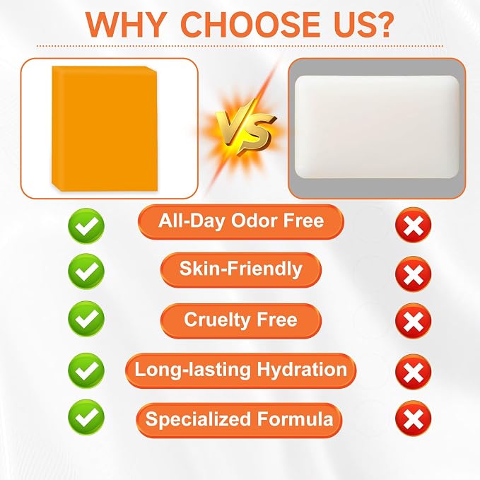 yoniagood 3 PCS Persimmon Soap Bar for Body Odor Control, Natural Refreshing Body Bar Soap for Old People Smell, Organic Deep Cleaning Body Face Wash Soap for Women & Men All Skin Types