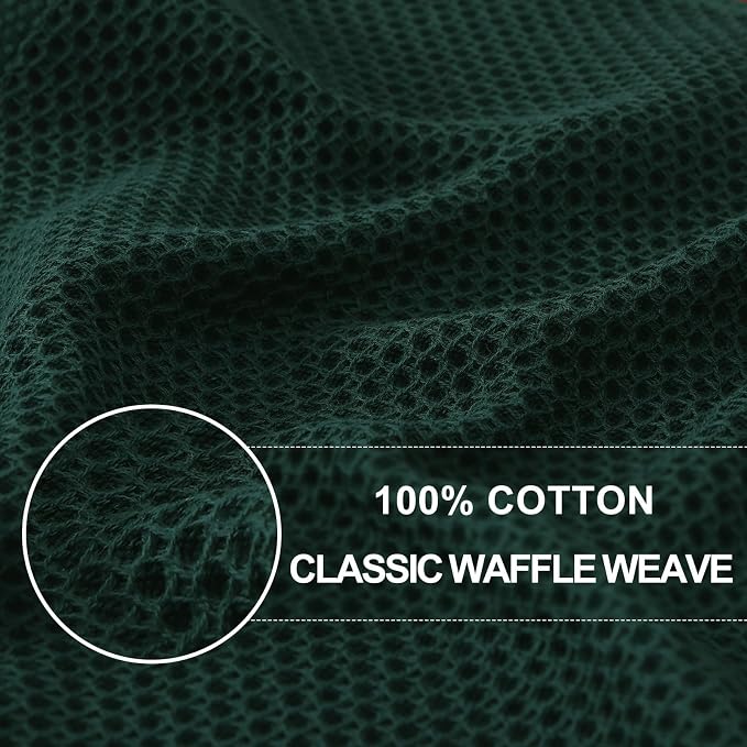Homaxy 100% Cotton Waffle Weave Kitchen Dish Towels, Ultra Soft Absorbent Quick Drying Cleaning Towel, 13 x 28 Inches, 24-Pack, Blackish Green