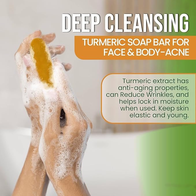 AMVital Turmeric Soap Bar for Face & Body, Smooth Skin, Natural Handmade Soap (Pack of 4)