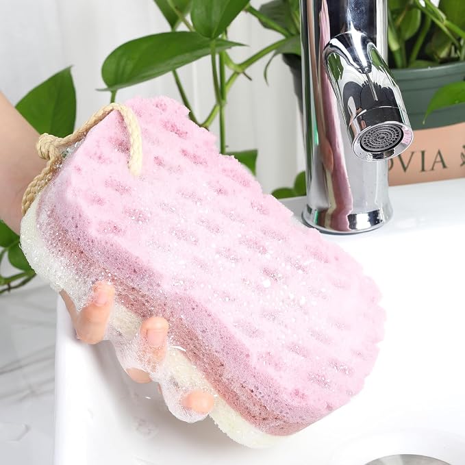 3 Pcs Big Bath Sponge for Women, Men, Sponge Loofah Body Scrubber Shower Sponge for Body Wash Bathroom, 3 Colors & Large Size Bathing Sponge Bathing Accessories(Large Size)