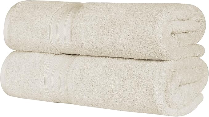 Superior Long Staple 100% Combed Cotton 700GSM 2-Piece Solid Bath Sheet Set for Bathroom, Shower, Kitchen-Super Soft, Plush, Highly Absorbent, Assorted 2-Piece Bath Seets, Almond