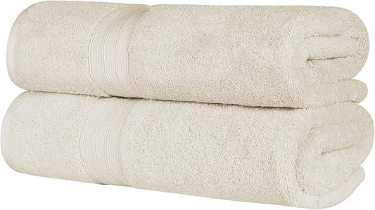 Superior Long Staple 100% Combed Cotton 700GSM 2-Piece Solid Bath Sheet Set for Bathroom, Shower, Kitchen-Super Soft, Plush, Highly Absorbent, Assorted 2-Piece Bath Seets, Almond
