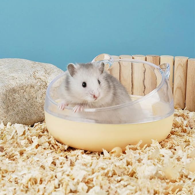 Meow&Woof Hamster Sand Bath Container, Large Sandbox Toilet Gerbil Batheoom, Tiny Chinchilla Dust Bathtub Sand Bath Box for Hamster Cage Accessories 5.2 Inch-White