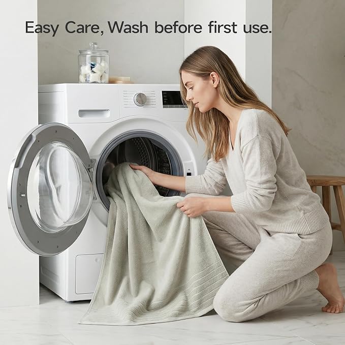 REDKISS Luxury Bath Towels Set of 4, 35x70 in, Highly Absorbent & Quick Dry, Super Soft Extra Large Premium Thick Cotton Light Gray Bath Sheets for Shower, Hotel, Bathroom, Spa