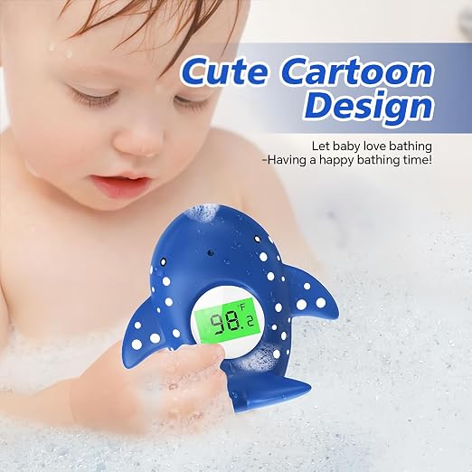 Baby Bath Thermometer for Infant & Toddler,Floating Digital Water Temperature Thermometer with 3-Color LED Backlight, Instant Accurate Reading,Baby Bath Toy,Hot & Cold Alert（Deep Blue Whale）