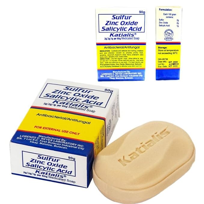 KATIALIS SOAP Sulfur Zinc Oxide Salicylic Acid Anti Fungal Anti Bacterial Soap 90 grams