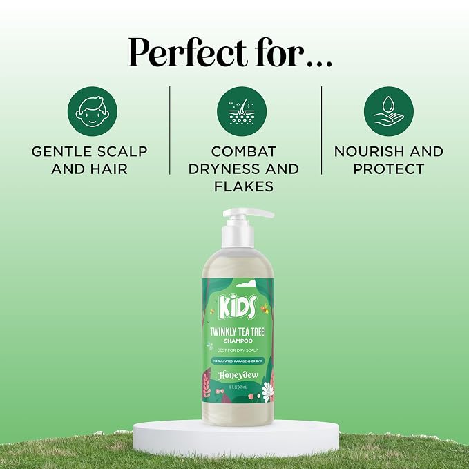 Cleansing Kids Shampoo for Dry Scalp - Dry Flaky Scalp Care Shampoo for Kids and Hair Build Up Remover with Tea Tree Oil and Rosemary Essential Oils for Hair Care - Kids Scalp Cleanser for Build Up