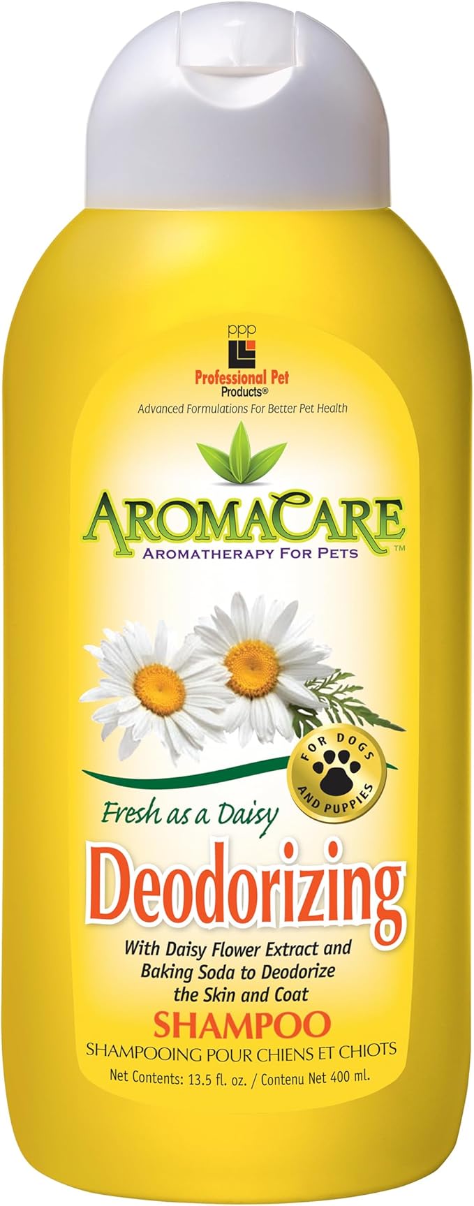 PPP AromaCare Deodorizing Daisy Shampoo - Deodorize and Revitalize Dog's Coat with Natural Daisy Extract - Fresh-Cut Daisy Scent - 13.5 fl oz.