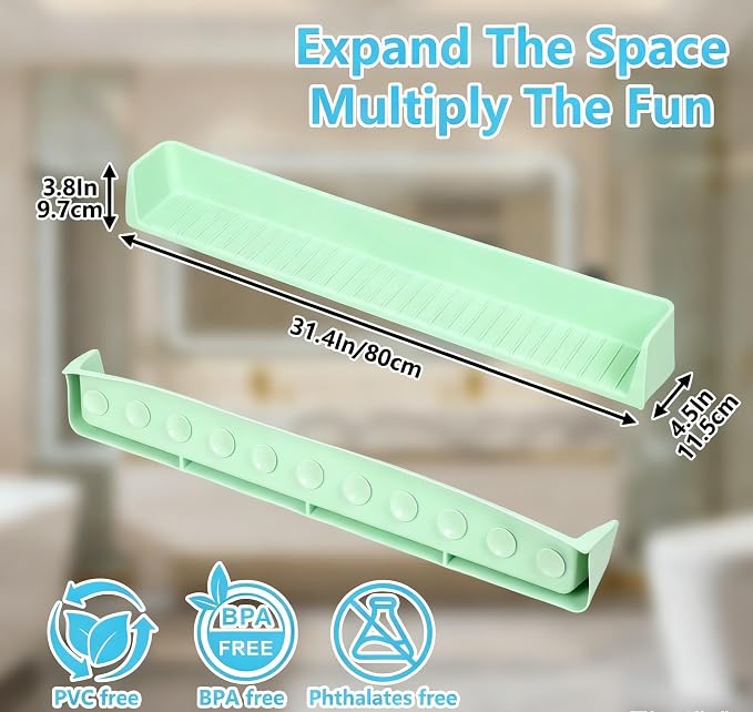 Bathtub Splash Guard for Kids, 2-in-1 Bath Toy Organizer Tub Shelf
