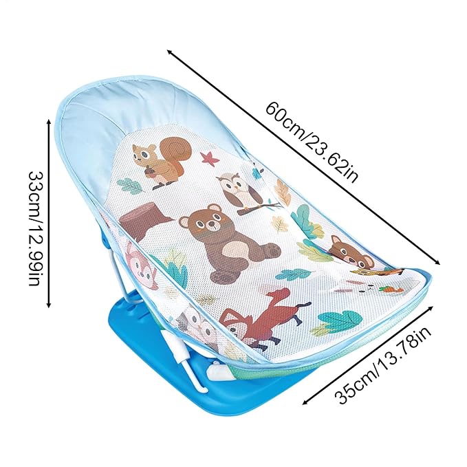 Folding Toddler Bather, Skin-Friendly Adjustable Baby Bath Tub, 23.62x13.78x12.99 inches, Foldable Shower Bathtub Seat, Support Net Bathtub for Kids, Family, and Friends