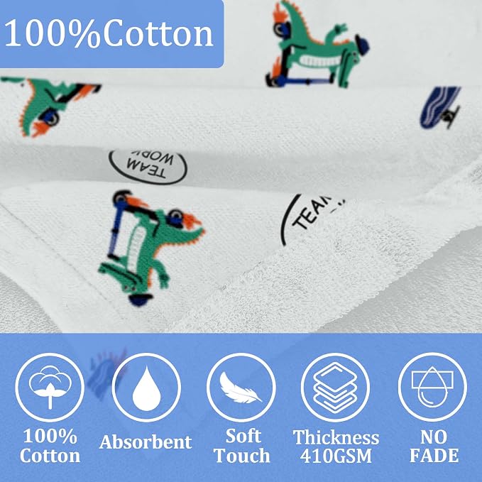 VOOVA & MOVAS Kids Hooded Bath Towel (3-8 Years) – 100% Cotton Soft Absorbent Swim Towel (30"x48") – Perfect for Pool, Beach, Bath,Crocodile