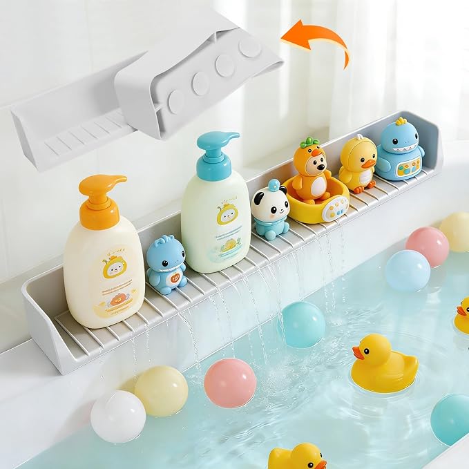 Bathtub Splash Guard with Suction Cups, Silicone Bathtub Guard with Non-Slip Ridges, Bathtub Edge Guard for Kids, Elderly, Pets(Grey)