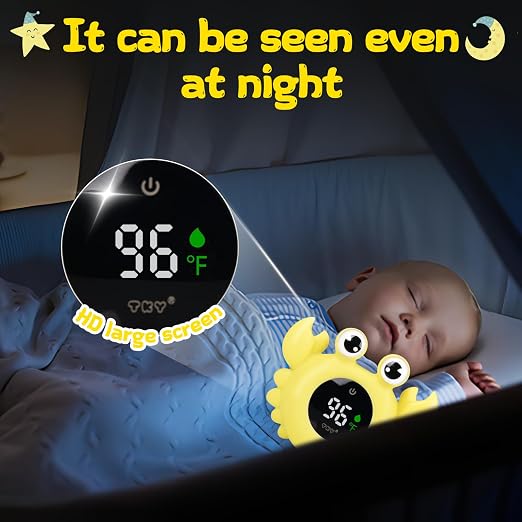 Crab Baby Bath Thermometer Toy - Digital Floating Water Thermometer with LED Display, Color Temperature Alerts & Safe Bath Sensor for Newborn, Infant Bathtub Essentials
