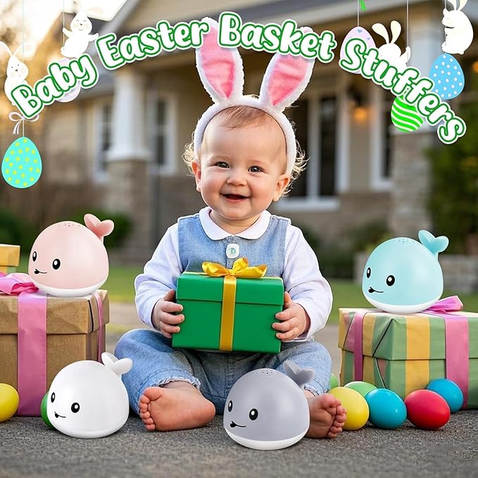 Baby Bath Toys, Toddler Bath Toys for Kids Ages 1-3, Easter Basket Stuffers for Baby, 1 2 3 Year Boy Girl Gifts Baby Toy 6-12-18 Months Light Up Whale Bath Toy Sprinkler Bathtub Pool Water Toy