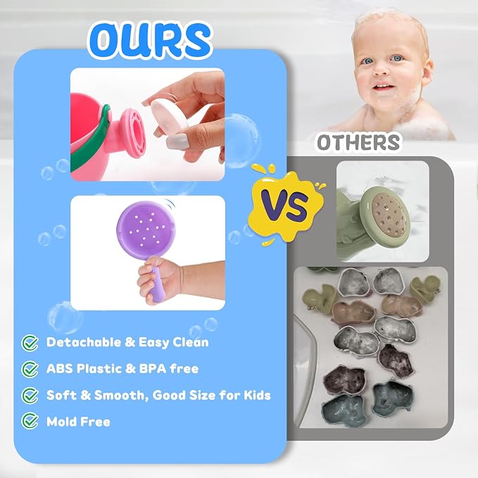 Fajiabao Baby Bath Toys for Kids Ages 1-3 Toddler Bath Toys Mold Free for 2-4 Bathtub Sand Beach Pool Water Toys for 1+ Year Old Girl Gifts 5 PCS (Color Random)